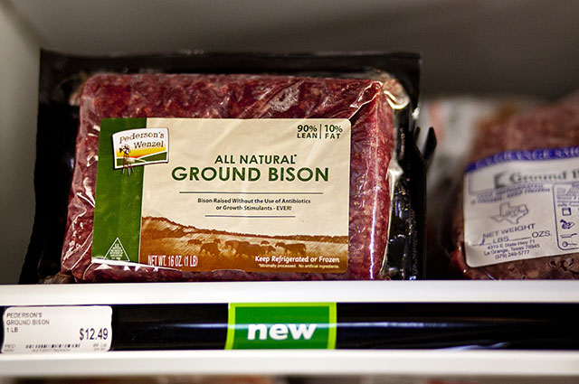 The Wheatsville Food Co-Op in Austin sells ground bison from Pederson's Natural Farms in Hamilton. Bison meat is showing up at a growing number of groceries and restaurants. Photo by Oscar Ricardo Silva