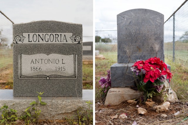 Rangers shot Jesus Bazan and Antonio Longoria without warning as they rode near their South Texas ranch. Neighbors found the bodies two days later, buried them and later erected gravestones. Photo by Miguel Gutierrez Jr./Reporting Texas