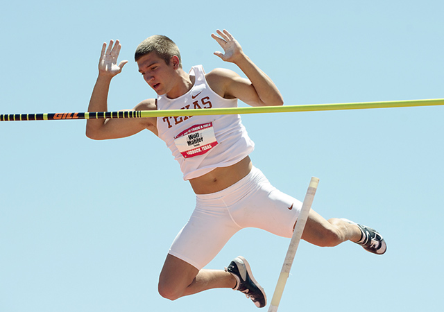Wolf Mahler at the 2014 Big 12 Outdoor Track & Field Championships in Lubbock, TX. Photo courtesy of TexasSports.com