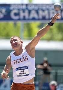 Mahler competed in the 2014 NCAA Outdoor Championship. Photo courtesy of TexasSports.com