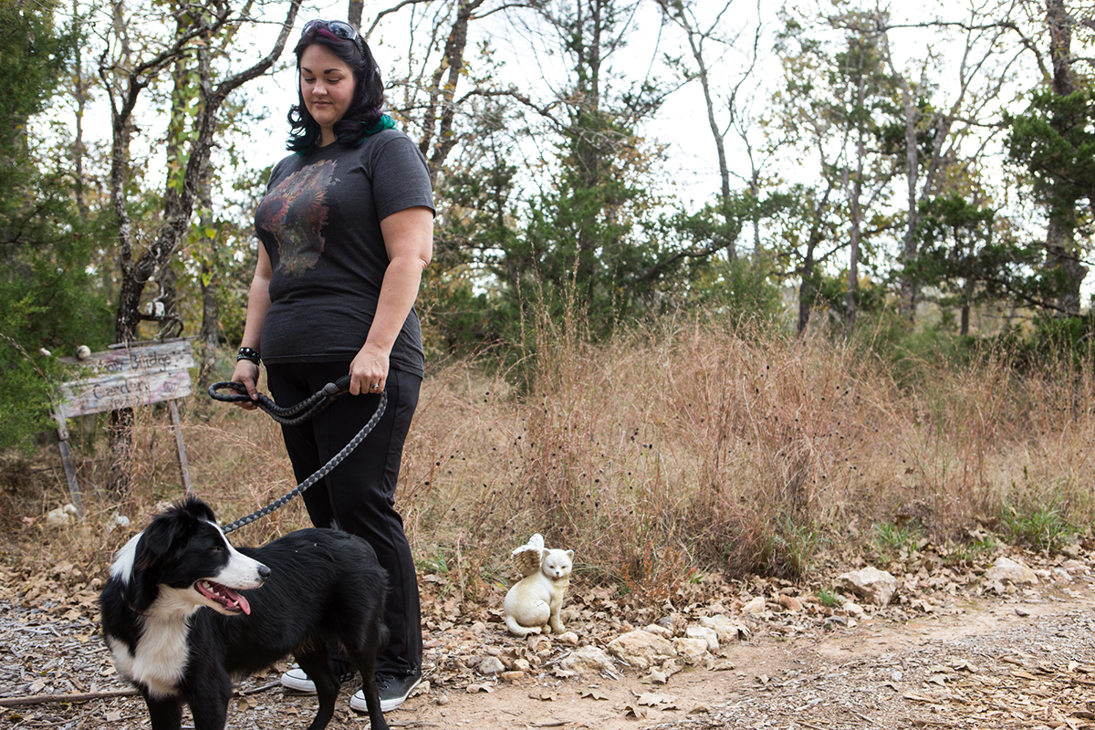 Melissa Unfred (right), a mortician for People and Pets, is walking her dog as she's giving us a tour of the facility in Austin, TX on Sunday, November 27th, 2016. Christian Benavides