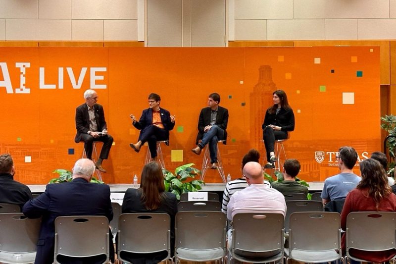 A photo of an AI Live Panel in Austin, Texas, at UT on Nov. 14, 2024. (Tate Chapman/Reporting Texas TV)