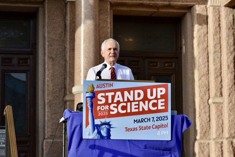 U.S. Rep. Lloyd Doggett speaks at the "Stand Up for Science" rally